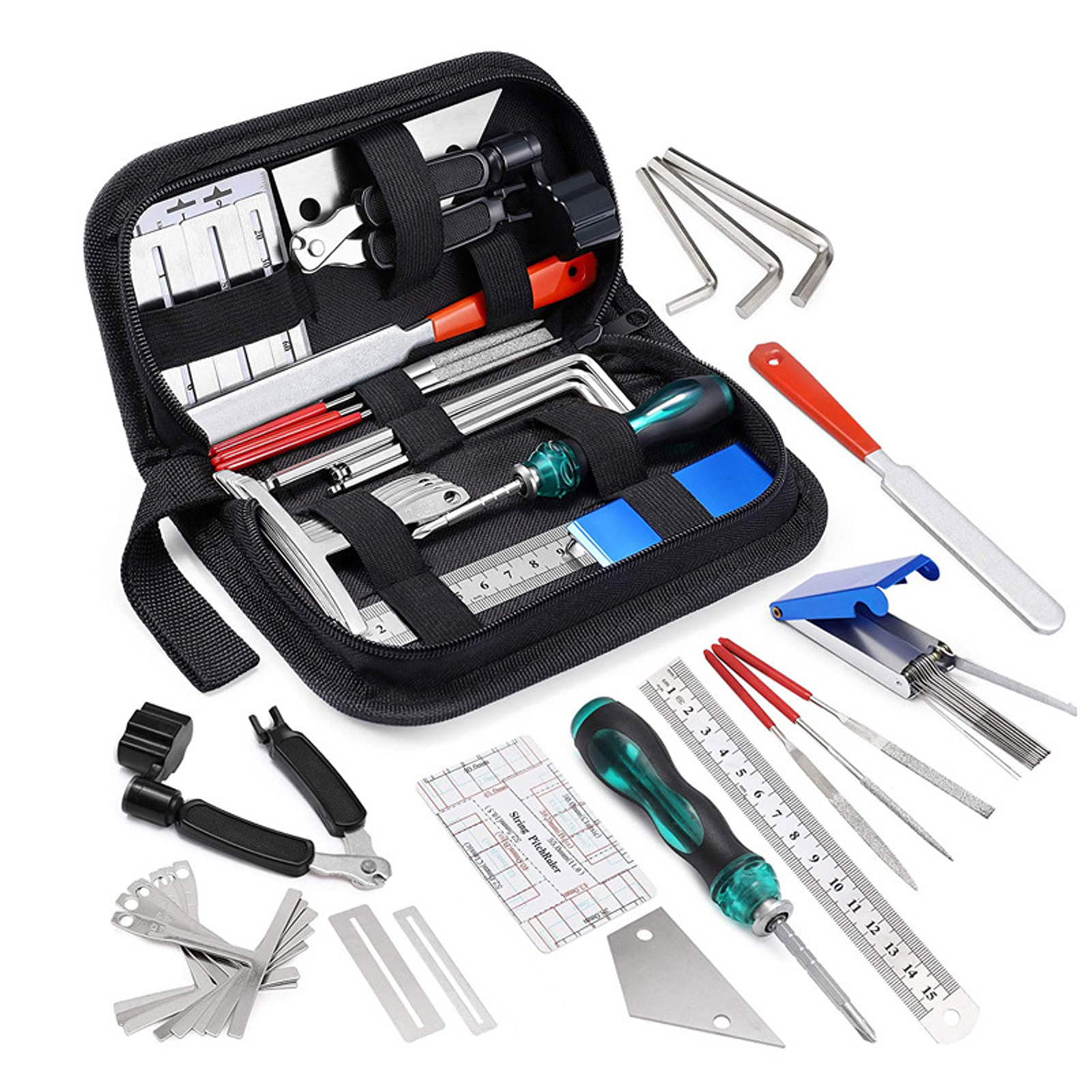 25-teiliges Gitarrenreparatur-werkzeugset, Diy, Feilen, Saitenschneider, Griffbrettschutz, Mit Aufbewahrungstasche