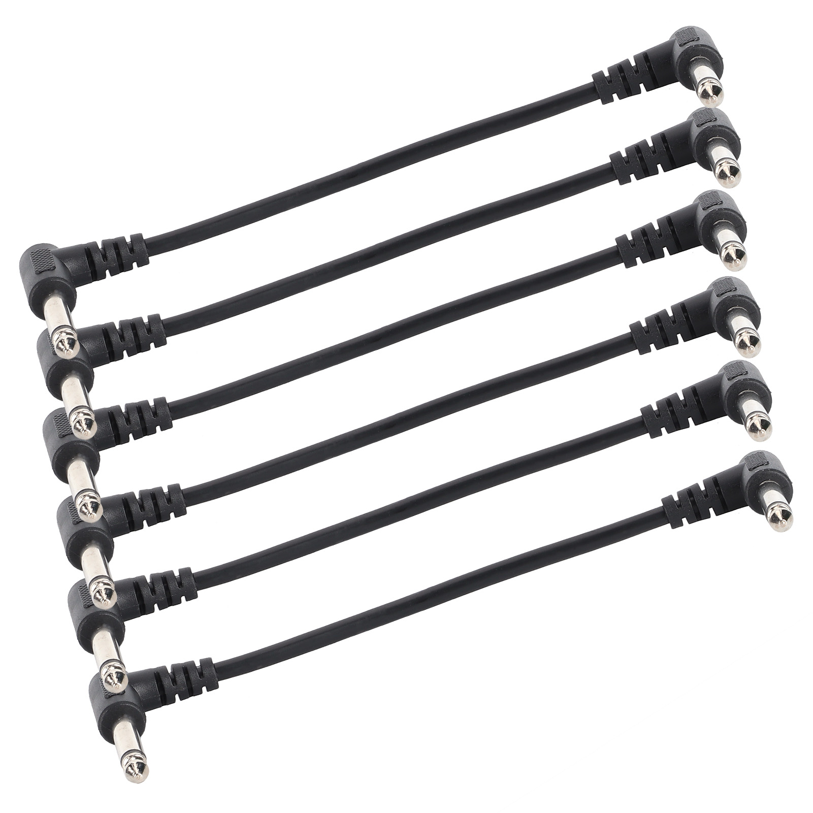 Gitarreneffektkabel, 6,35-mm-winkelstecker, 15 Cm, 6er-pack