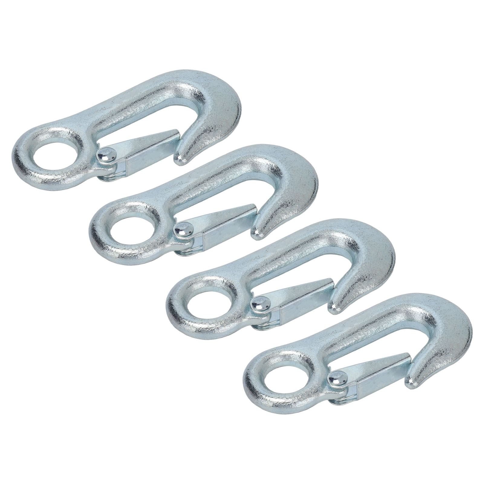 Satz Mit 4 Verzinkten Windenhaken, U-förmig Mit Sicherheitsverriegelung Für Anhänger, 90 X 18 Mm