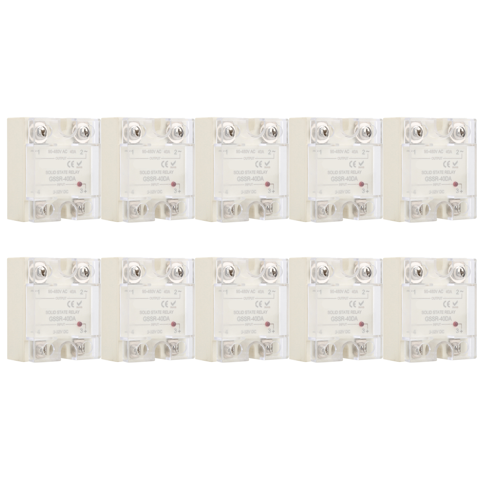40-a-halbleiterrelais, 90–480 V Ac-ausgang, 3–32 V Dc-eingang, 10er-packung Gssr-40da Für Automatisierte Steuerungssysteme