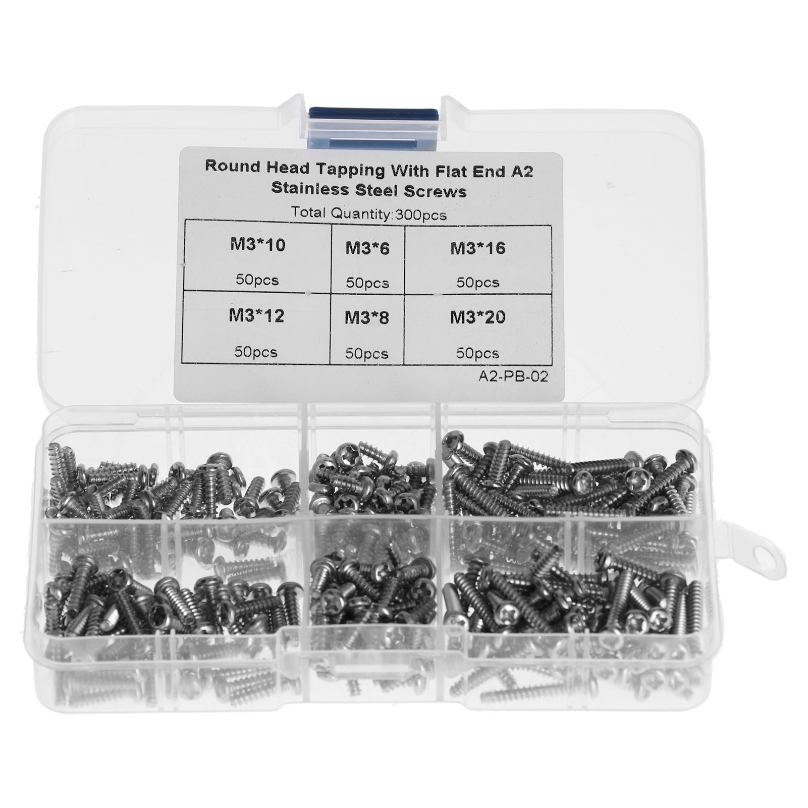 300-teiliges Set M3-schrauben Aus Edelstahl 304, Senkkopf, Selbstbohrend, Flachspitze, Verschiedene Schraubenarten