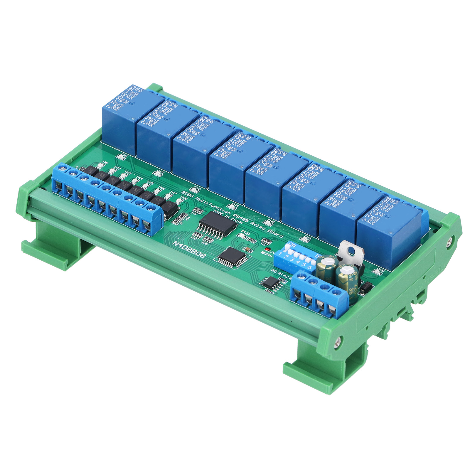 Din35-relaismodul Mit 8 Eingängen Und 8 Ausgängen Für Sps Mit Rs485-12v-gehäuse
