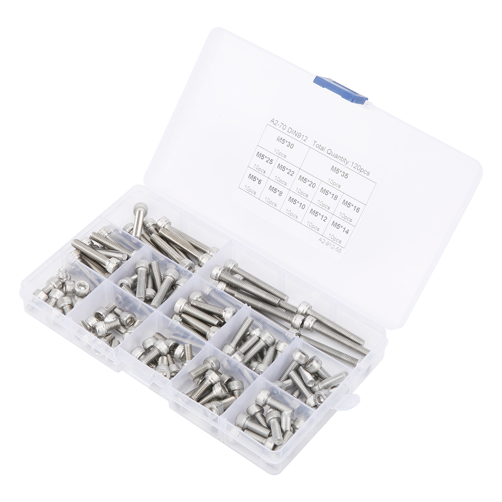 Innensechskantschrauben, Zylindrischer Kopf, Packung Mit 120 Stück Aus Edelstahl 304, Set Mit Mehreren Längen (m5)