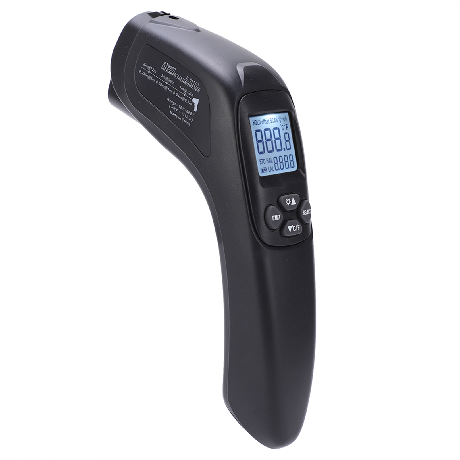 Et6532 Infrarot-thermometer -50600℃, Berührungsloses Industrielles Temperaturmessgerät, Hochpräzises Ir-testgerät