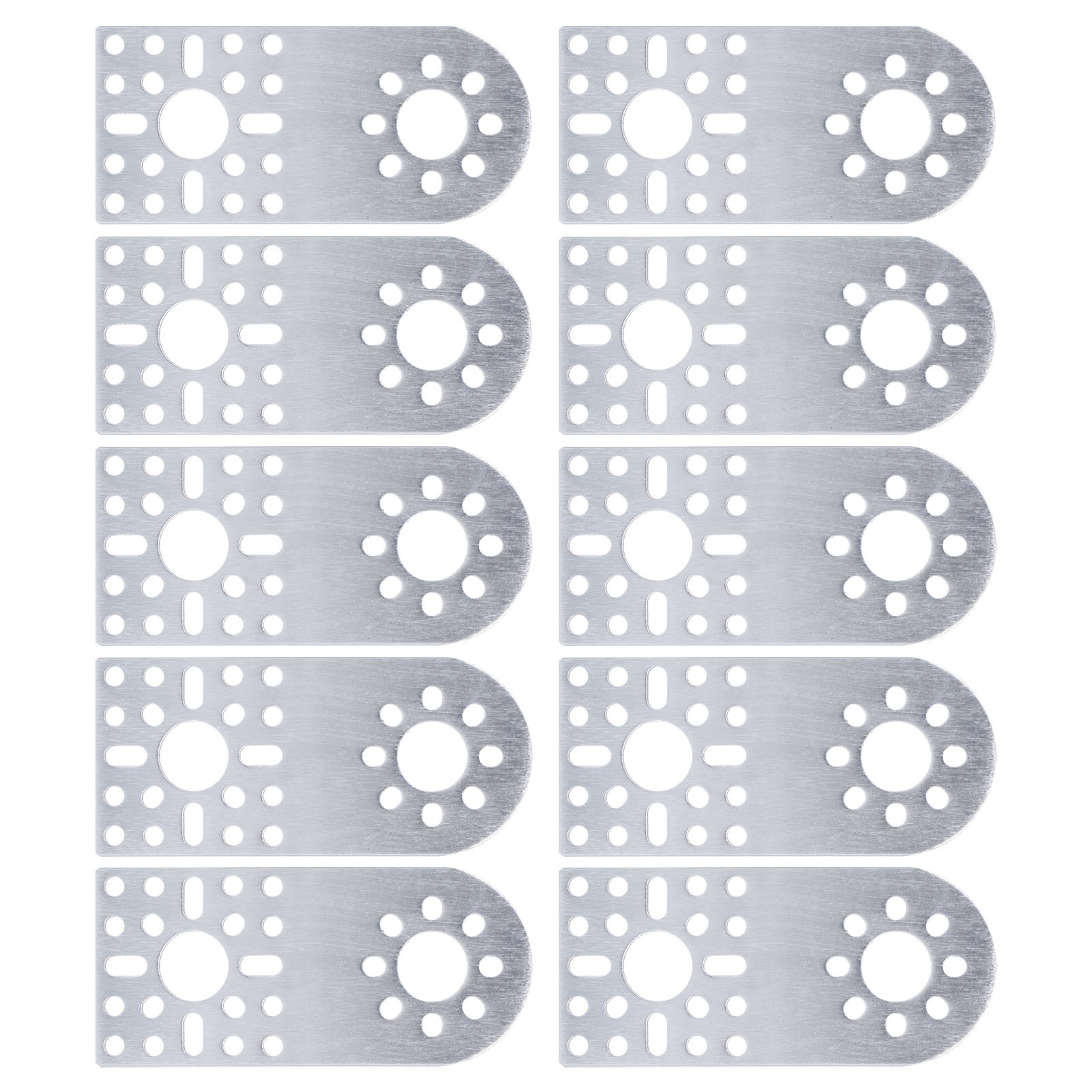 Befestigungsplatte Aus Aluminiumlegierung 3108, Flacher Halbkreis, Standardlöcher, 10er-packung - Art.-nr. 3108-0001-0002