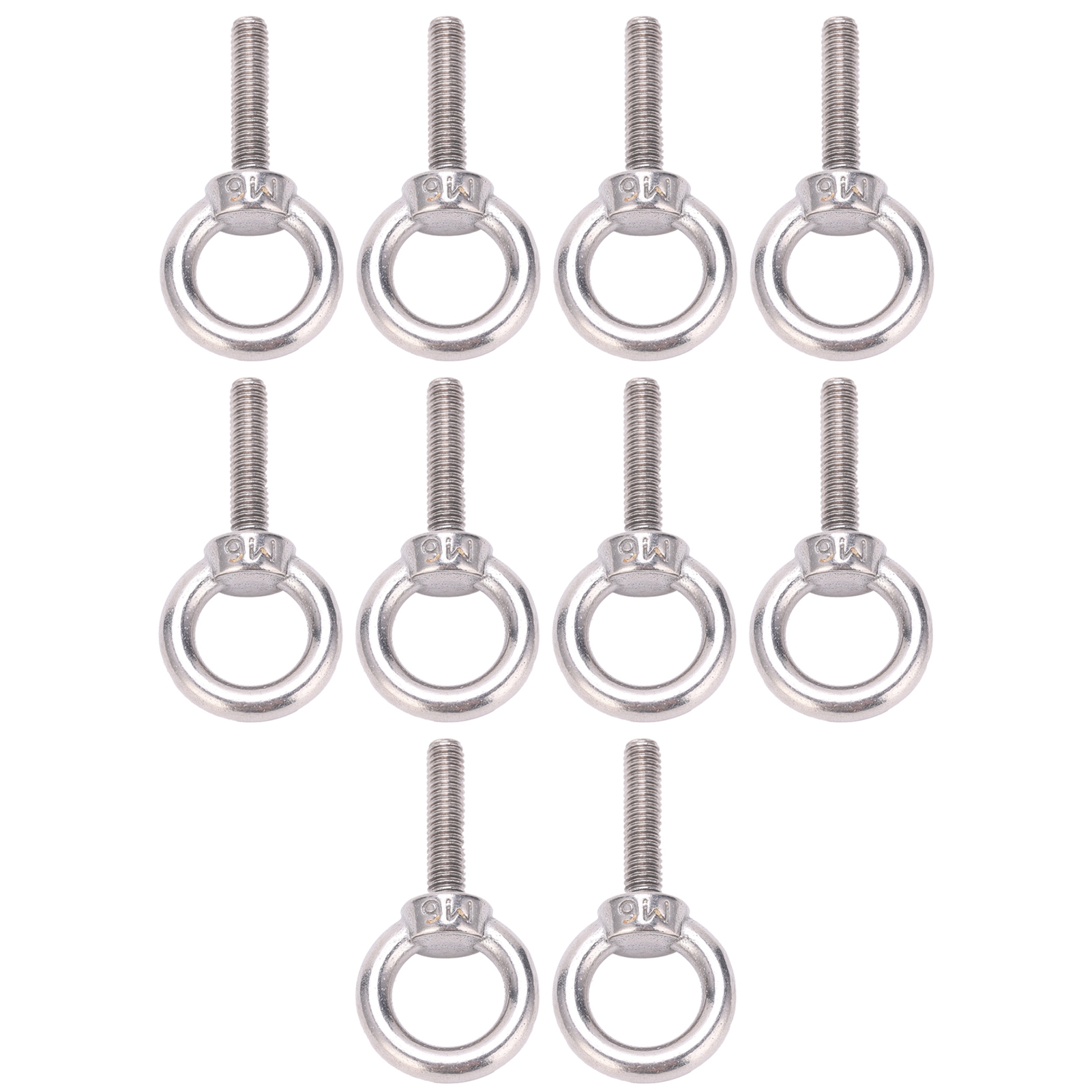 Packung Mit 10 M6x25 Ösenhaken Aus Edelstahl 304, Runde Hebeschrauben Mit Ring, Befestigungselemente