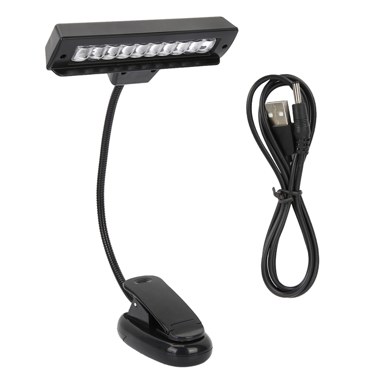 Usb-led-leselampe Mit Flexibler Klemme Für Notenständer, Verstellbarem Hals, Tragbar, Ideal Für Musiker