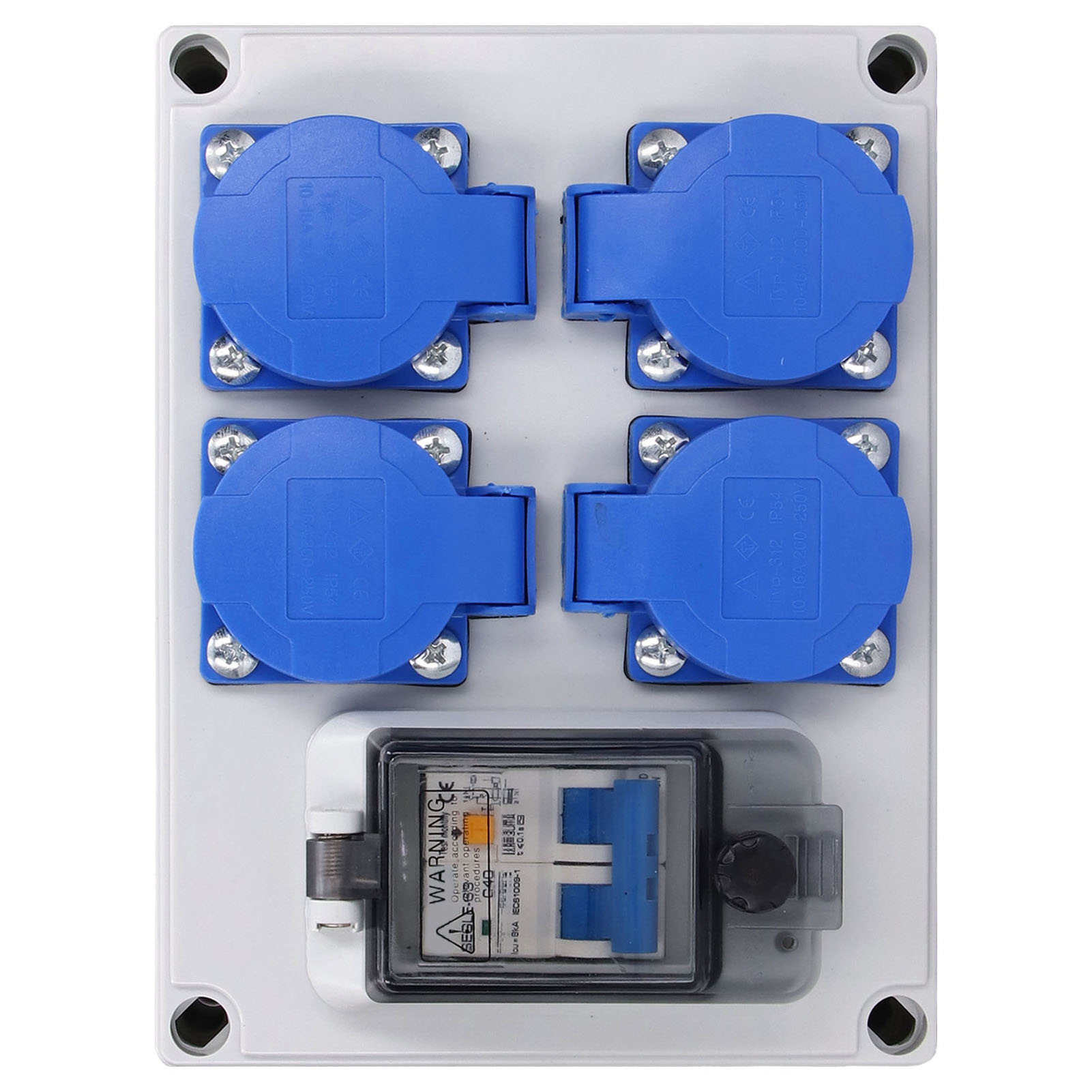Deutsche Doppelwand-steckdosenleiste 200–250 V Mit 230 V 40 A Fi-schutzschalter 1p+n