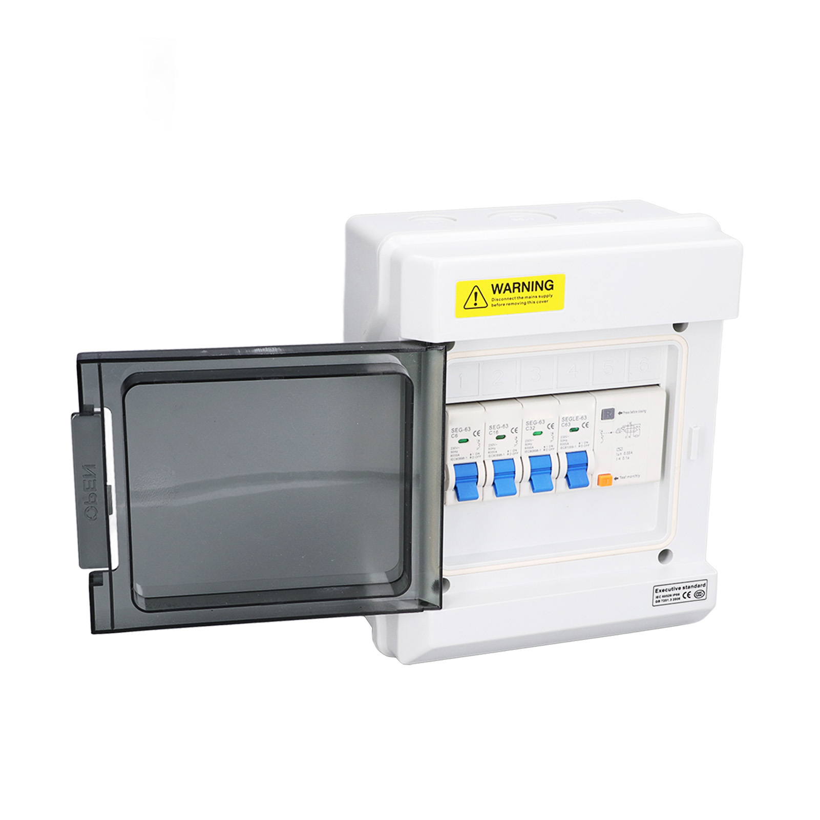 3-moduliger Elektrischer Verteilerkasten, 230 V, 63 A, 30 Ma, Mit Fehlerstromschutzschalter (rccb) + 3 Leitungsschutzschalter (6 A + 16 A + 32 A) Und Sicherungskasten Nach Au-norm.