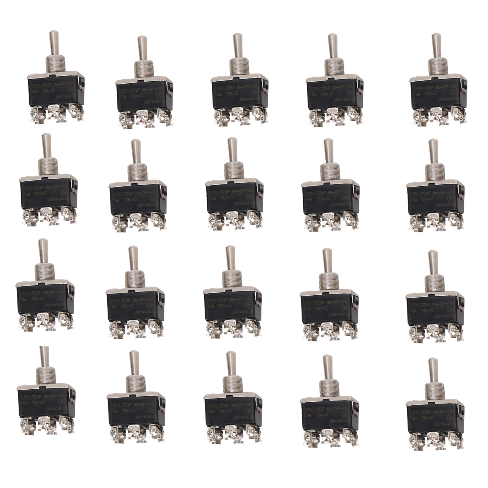 Mini-led-wippschalter, 3 Positionen, 6 Pins, Ein/aus/ein, 15 A, 250 V Ac – 20er-packung