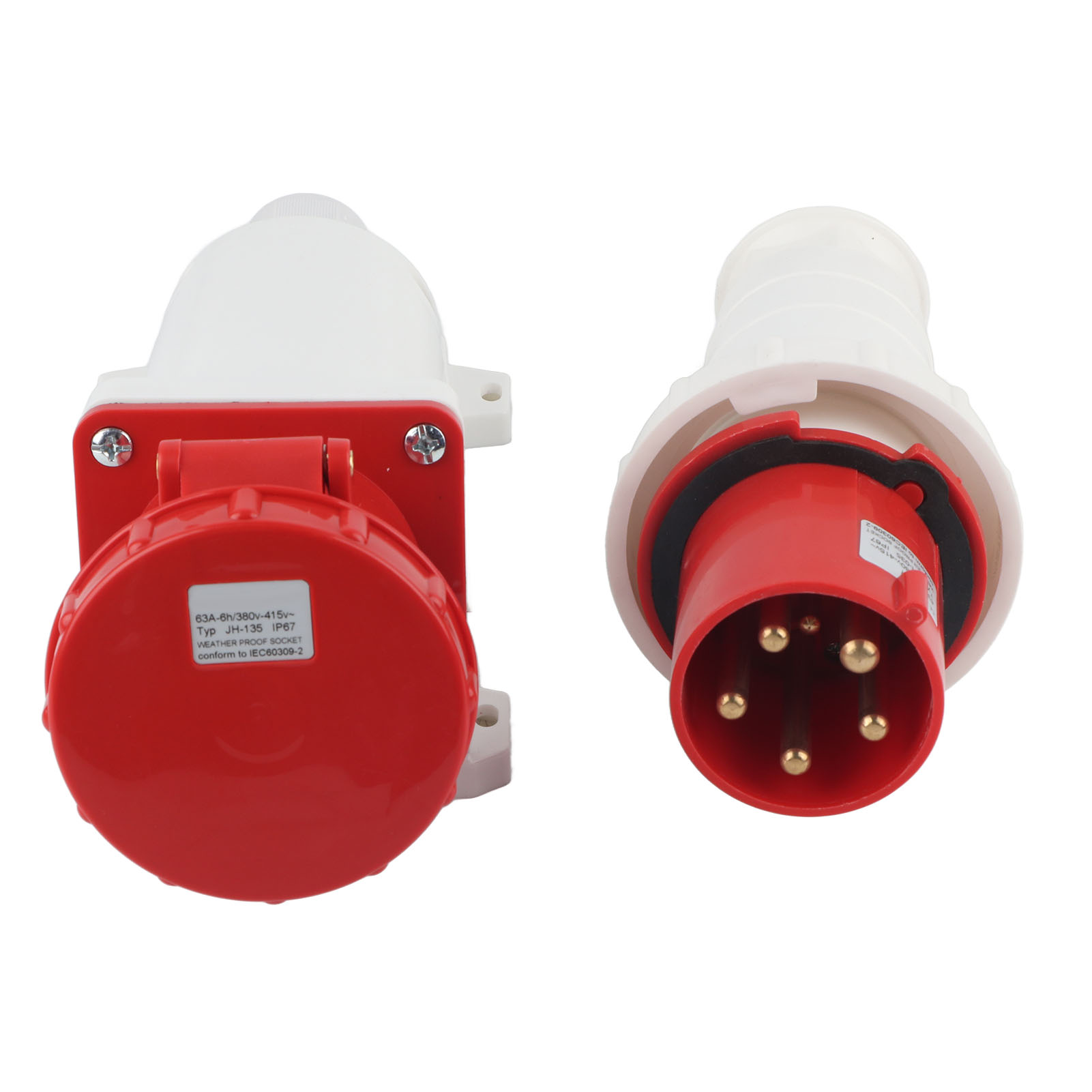 Ip67 Wasserdichter Industriestecker, 380–415 V, 63 A, 5-poliger Offener Stecker, 3p+n+e, Für Den Außenbereich
