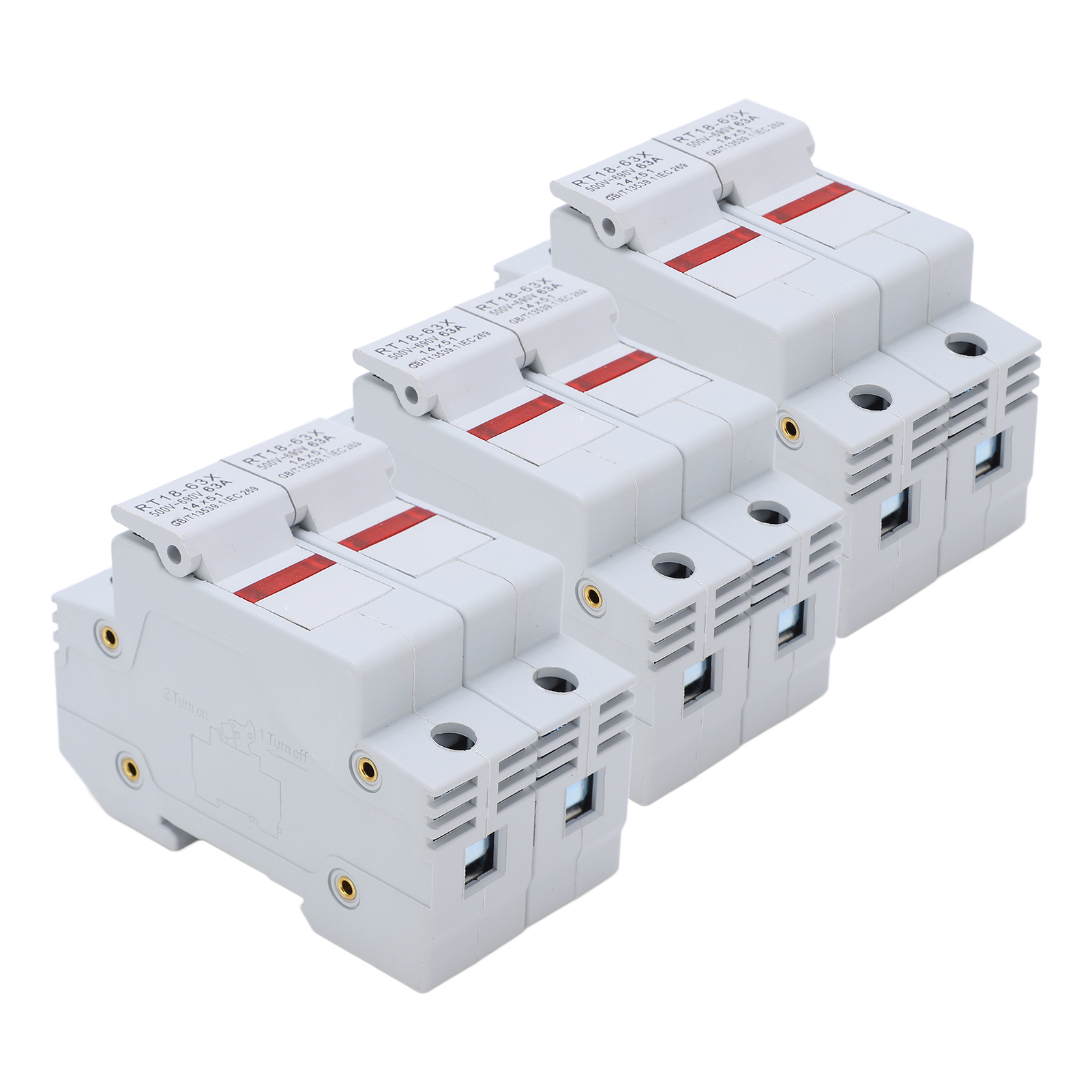 Rt18-63x Din-schienen-sicherungshalter Mit Led-anzeige, Für 14x51mm Ro16-sicherungskassette, 63a, 500-690v, 2-polig