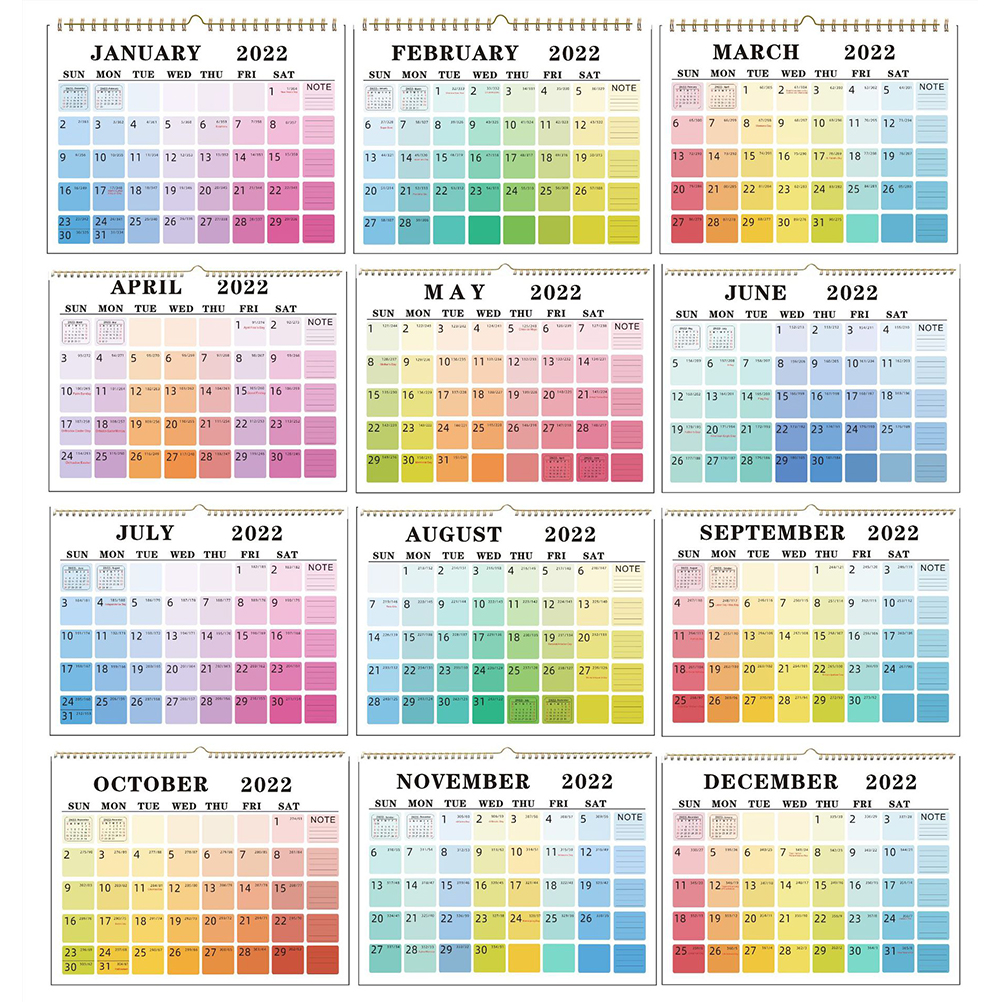 Wandkalender 2022 (12 Monate), 38,4 X 29,5 Cm, Jahresplaner Von Januar Bis Dezember, Planungsorganisator Für Schule Und Büro, Management Und Organisation.