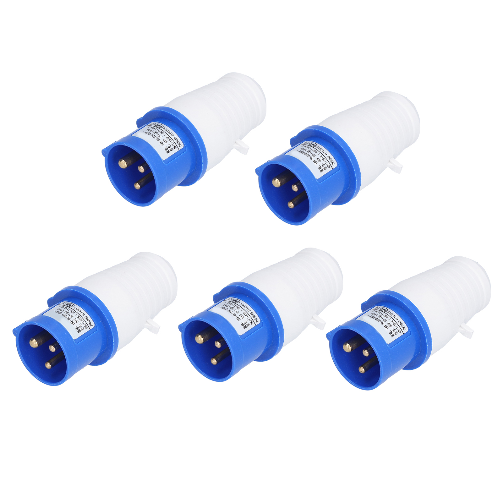 5-teiliger Industriestecker, 3-poliger Europäischer Stecker, Einphasiges Luftfahrtnetzteil 220–250 V, 16 A, 2p+e