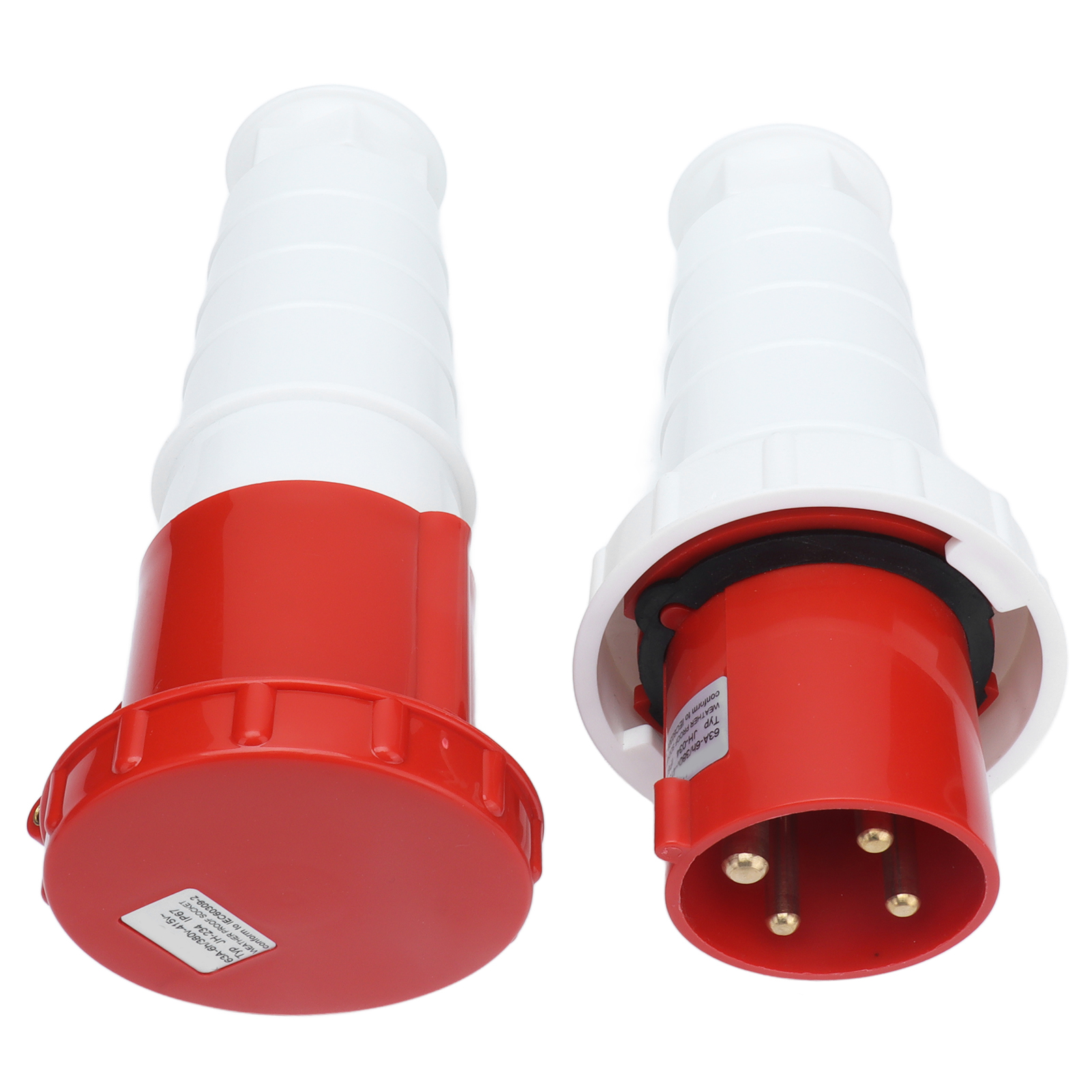 Industriesteckverbinder, 3-phasig, 4-polig, Schutzart Ip67, Wasserdicht, Luftfahrtqualität, 380 V/415 V, 63 A, 3p+e
