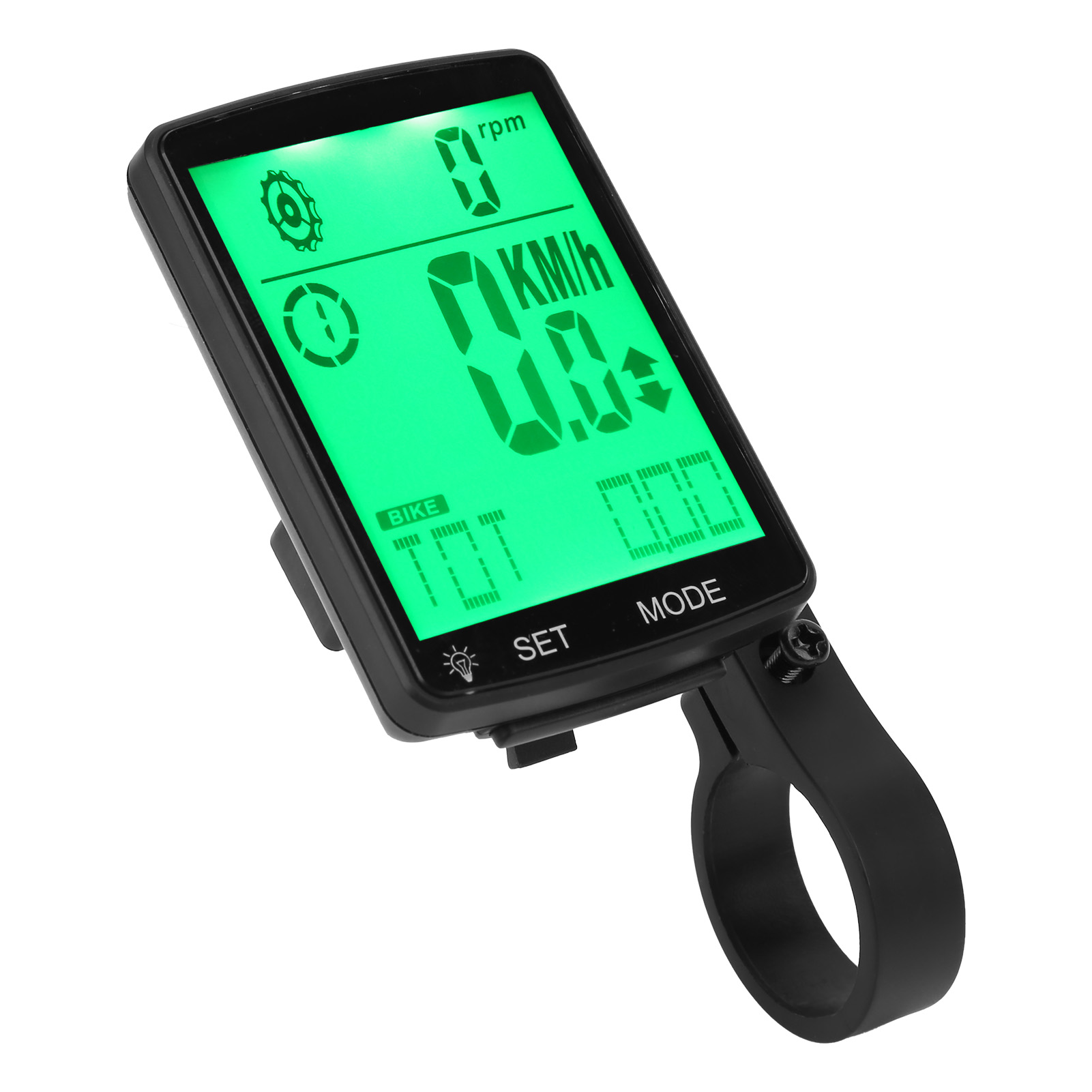 Cm Led-fahrradcomputer Mit Hintergrundbeleuchtung, Multifunktions-stoppuhr Und Tachometer, Grün