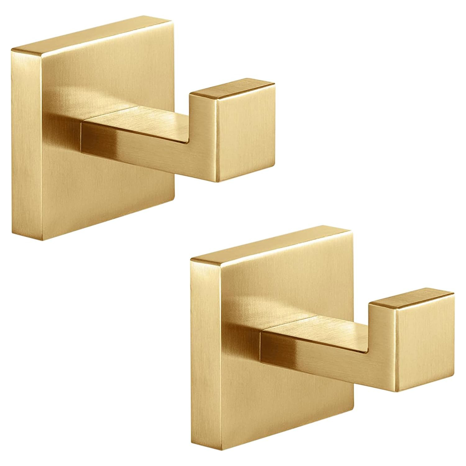 Handtuchhaken Aus Edelstahl, Wandmontage, Quadratische Haken Für Bad, Küche, Schlafzimmer, Hotel, Gebürstetes Gold, 2er-set