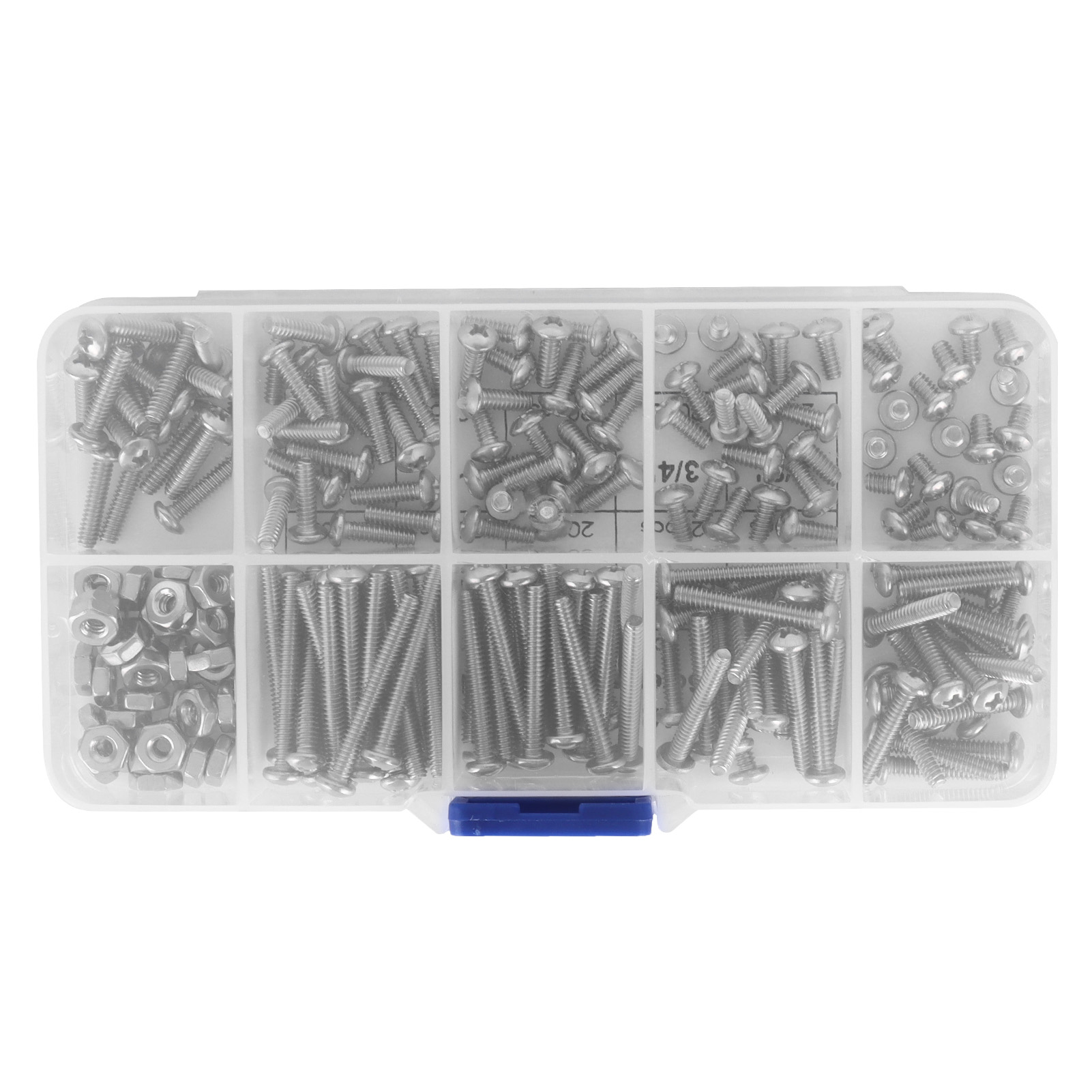 Packung Mit 220 Phillips-innensechskantschrauben Aus Edelstahl 304, Inklusive Sechskantmuttern Und Unterlegscheiben, Unc 4-40 Gewinde