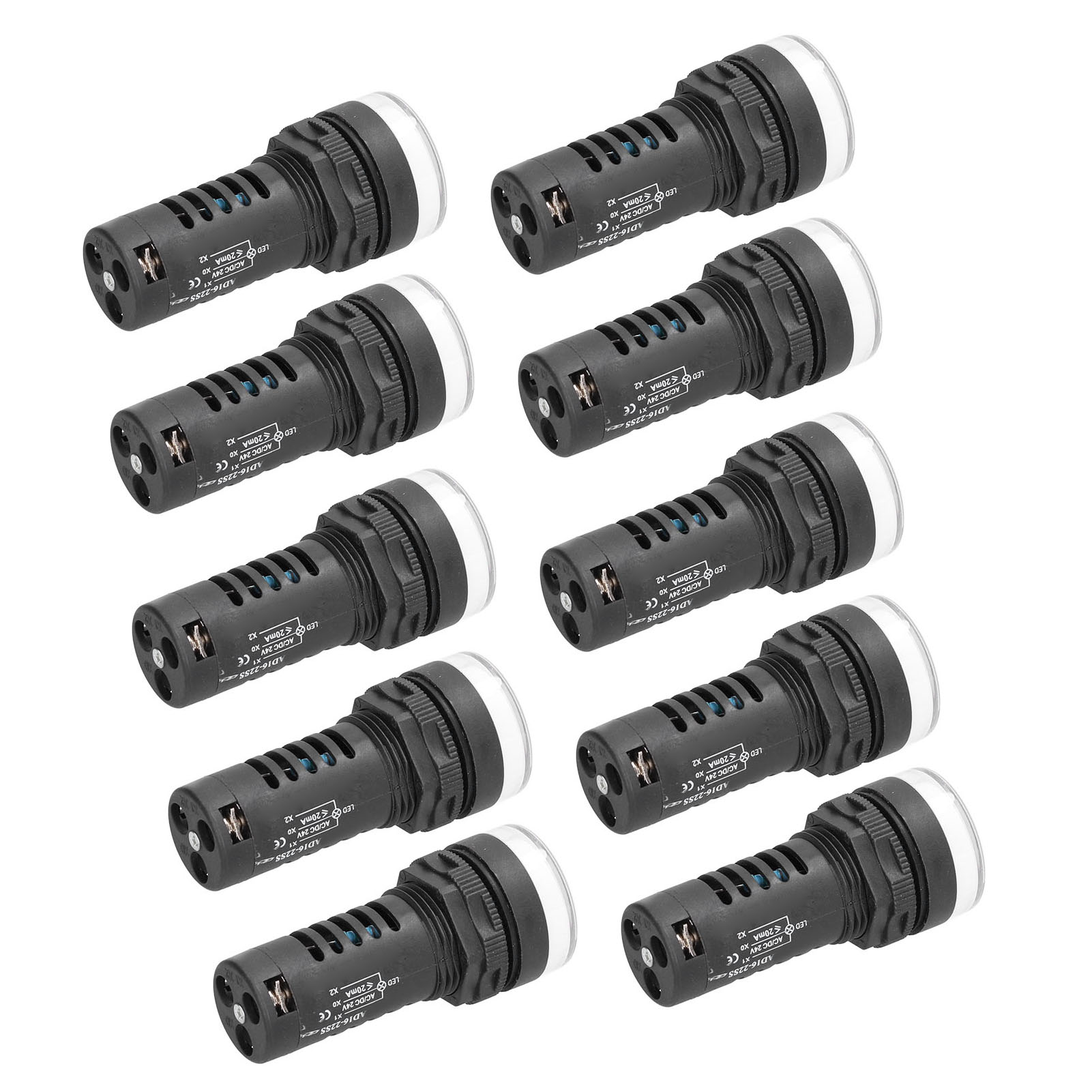 Packung Mit 10 Roten Und Grünen 24v Ac/dc Led-kontrollleuchten Für Motoren, Energiespar-kontrollleuchten
