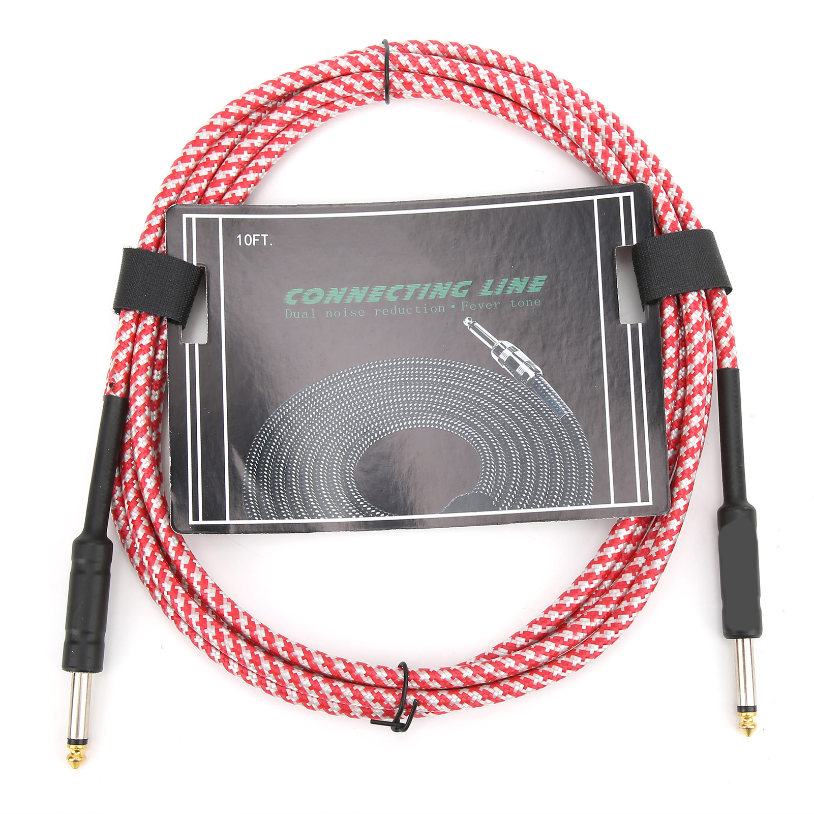 Geflochtenes, Geschirmtes Gitarrenkabel, Vernickelter Stecker, Audiokabel Für Elektronische Musikinstrumente (rot)