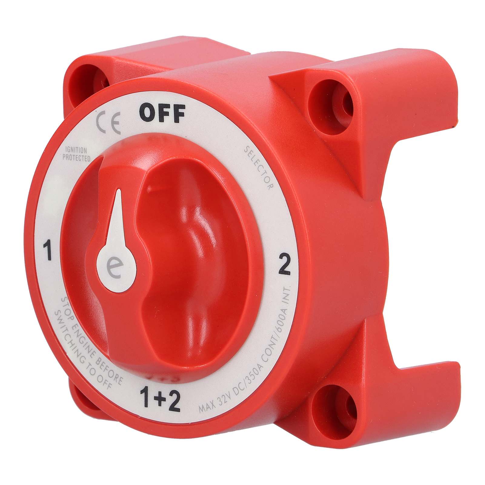 4-positionen-batterieschalter 3/8 Zoll-16 Ip66 Wasserdicht Wohnmobil 32 V 350 A Rot