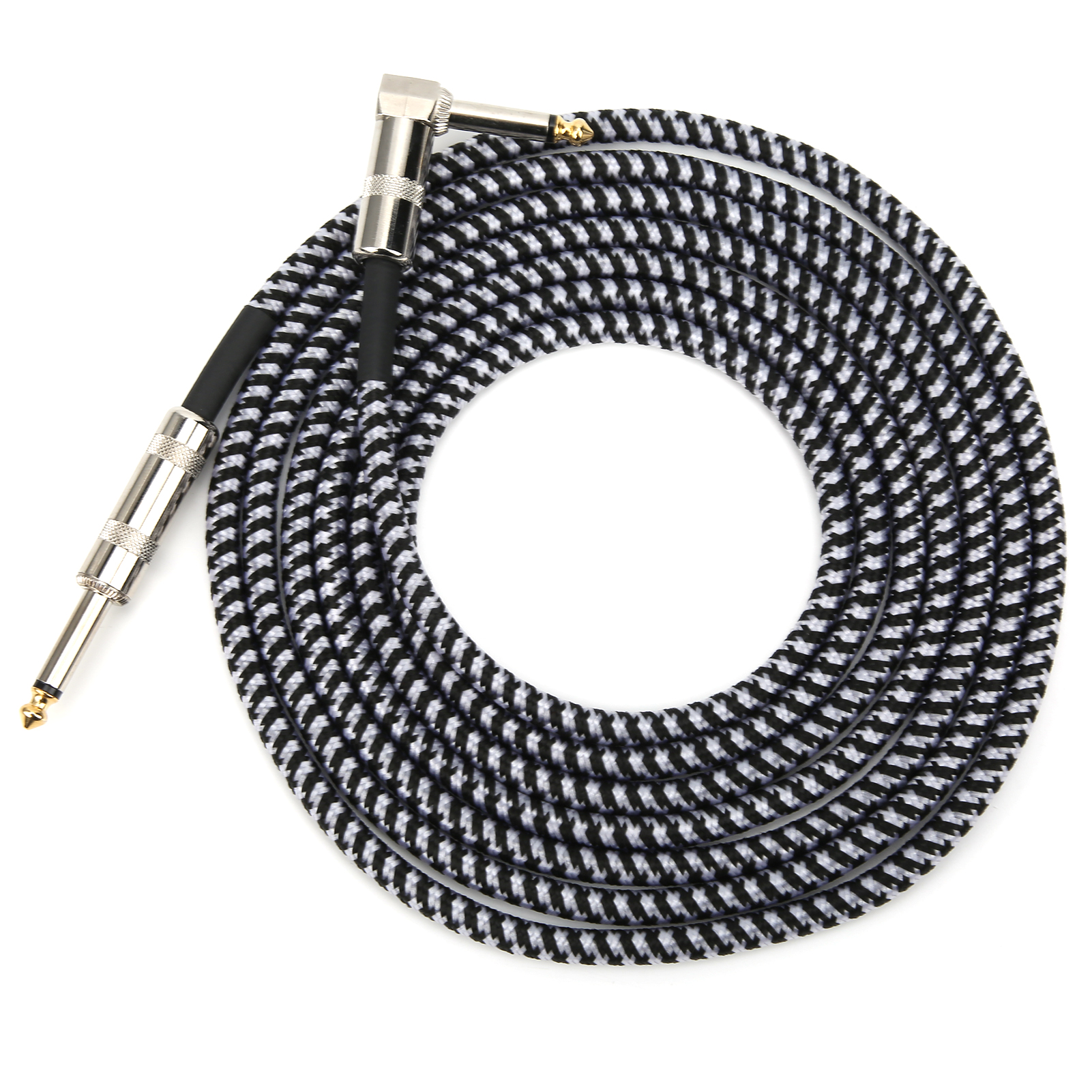 6,35-mm-gitarren-audiokabel Mit Mikrofon, Schallgedämmtes, Kabelgebundenes Musikinstrumentenkabel, 3 Meter, Schwarz/weiß