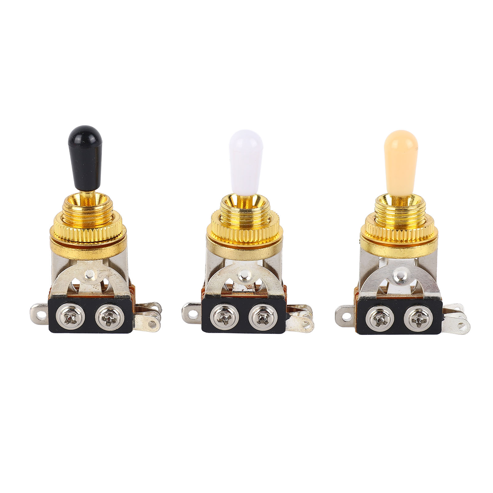 Set Mit 3 Dreiwege-kippschaltern Für Gitarre, Kurze Gerade, Schwarze, Weiße, Cremefarbene Und Goldene Spitzen