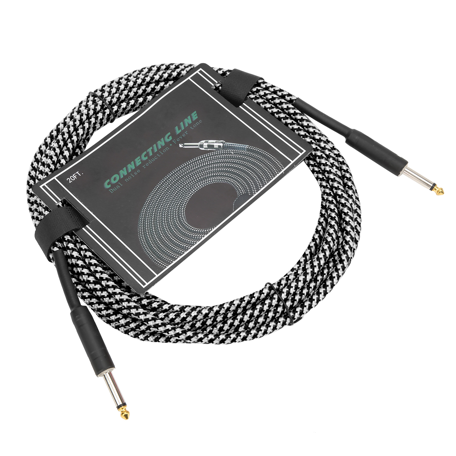 Meter Langes, Weißes, Geflochtenes Und Geschirmtes Audio-verlängerungskabel Für Musikinstrumente Mit Vernickeltem Stecker