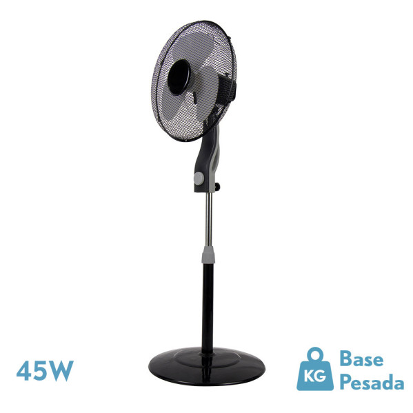 [neuwertig] Ventilator De Foot Magic Schwarz/grau 3 Geschwindigkeiten 45w 3 Flügel Schwenkbar Fest Und Drehbar Regx41x41 Cm