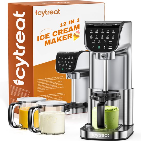 12-in-1-eismaschine – Ausgestattet Mit 12 Voreingestellten Programmen Per Knopfdruck – Ideal Für Die Zubereitung Von Gelato, Slush-eis, Sorbet Und Mehr – Inklusive 3 Behältern – Perfekt Für Familien U