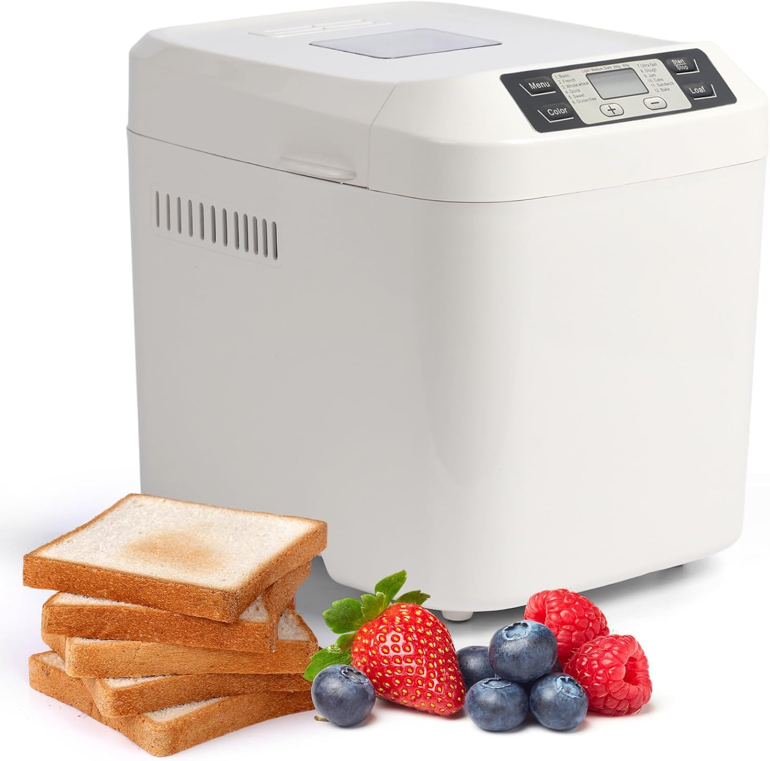 Brotbackautomat (ca. 900 G), 12-in-1-funktion, Glutenfreies Programm, Antihaftbeschichtete Backform, Zwei Brotgrößen, Timer Mit Startzeitvorwahl (13 Stunden) Und Warmhaltefunktion (1 Stunde) – Weißbro
