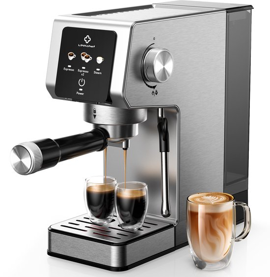 Espressomaschine Mit 20 Bar – Kompaktes Design Mit Dampffunktion Zum Aufschäumen Von Milch – Aus Edelstahl – Mit Abnehmbarem Wassertank (ca. 1,18 Liter) – Geeignet Für Die Zubereitung Von Cappuccino U