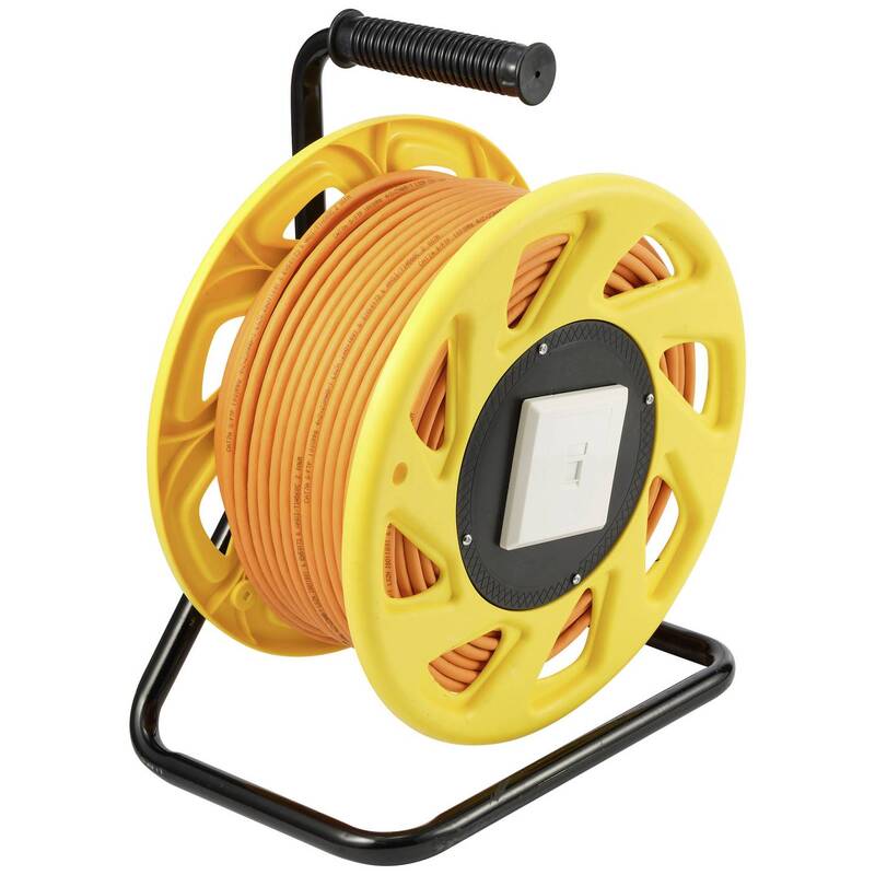 [neuwertig] B-ware Renkforce Netzwerk Kabeltrommel Rj45 Cat 7a S/ftp 50m Orange Rund Flexibel