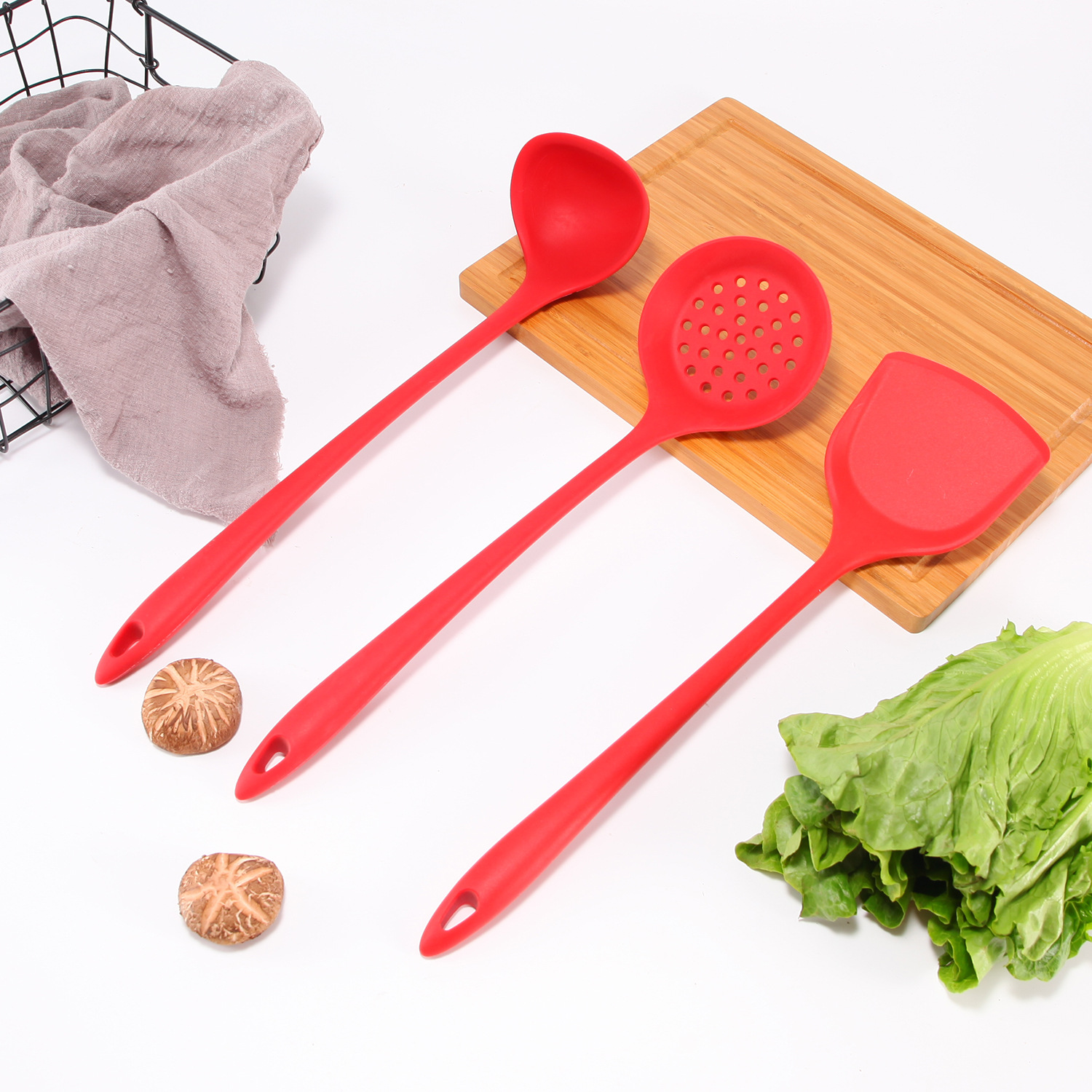 Langstieliger Silikonspatel, Antihaftbeschichtet, Hitzebeständig, Flexibler Spatel Für Pfannen Und Woks - X-x