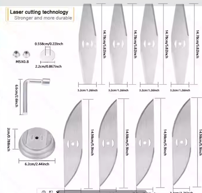 Komplettes Ersatzteilset Für Lithium-trimmer: Gerade, Diamant-, Sichel- Und 3-zahn-klingen, Sägescheiben Und Basen-x-x