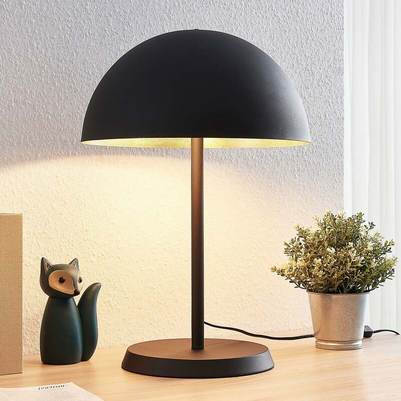 [gebraucht] B-ware Lindby Tischleuchte Idalene Led Lampe Metall Schwarz Gold Höhe 51 Cm Ø 35 Cm