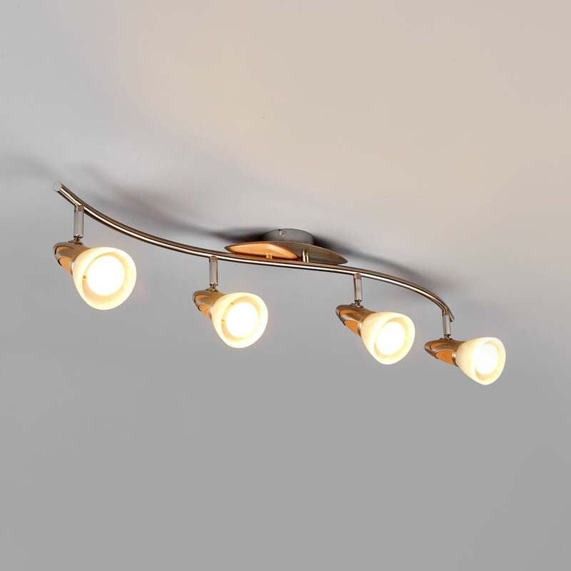 [gebraucht] B-ware Lindby Deckenleuchte Hängeleuchte Marena Led Lampe 4-flg Dimmbar Nickel Holz