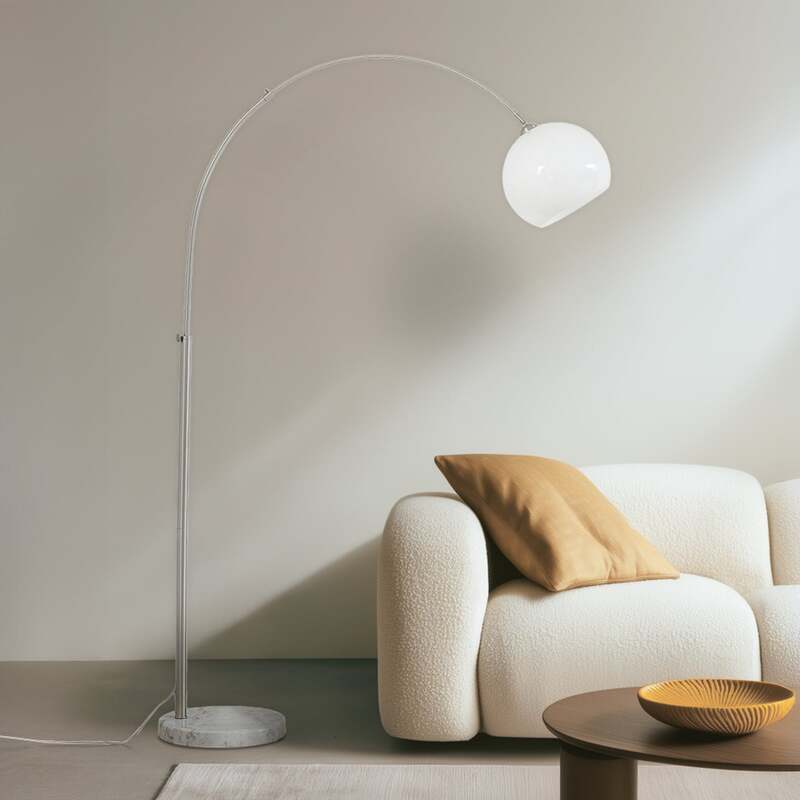 [gebraucht] B-ware Lindby Bogenleuchte Alverton Weiß Nickel 197 Cm Metall Glas E27 15 W