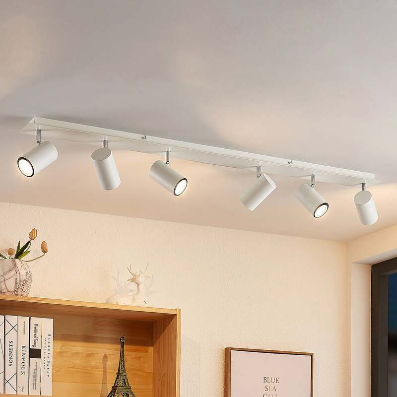 [gebraucht] B-ware Lindby Deckenstrahler Joffrey Led 6-flammig Dimmbar Aluminium Stahl Weiß 116 Cm