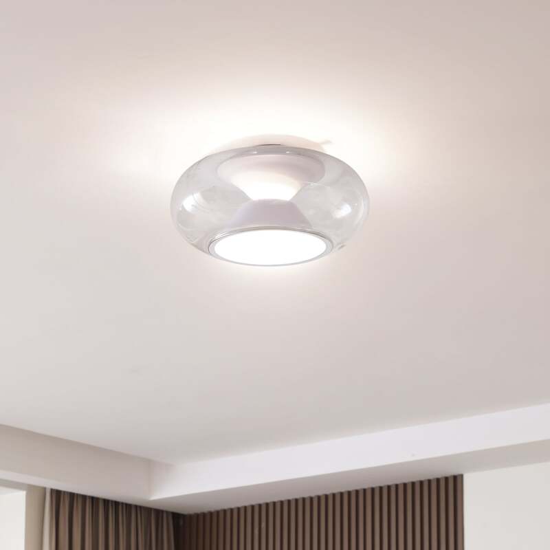 [gebraucht] B-ware Lucande Led-deckenleuchte Orasa Glas Weiß Klar Ø 43 Cm 21 Cm Höhe 1900 Lm