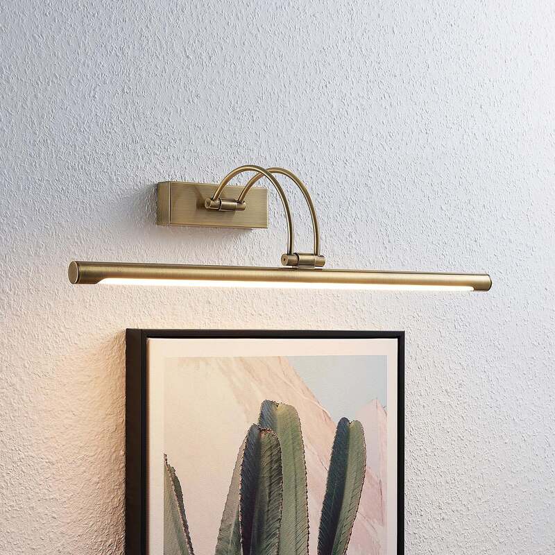 [neuwertig] B-ware Lucande Led Wandleuchte Bilderleuchte Dimitrij Gebogen Altmessing 54,1 Cm Lampe