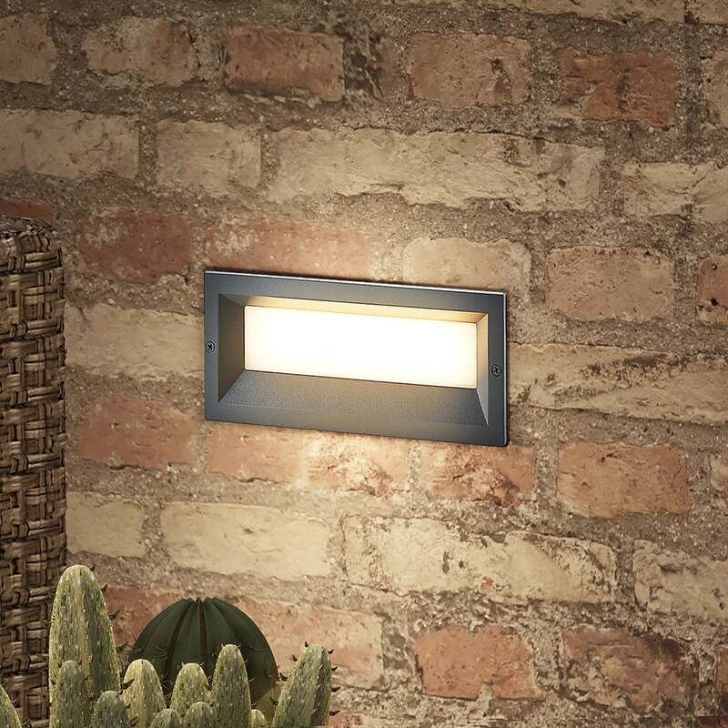 [gebraucht] B-ware Lucande Led Wandeinbauleuchte Lachlain Anthrazit Gartenlampe 11w Ip65 25cm