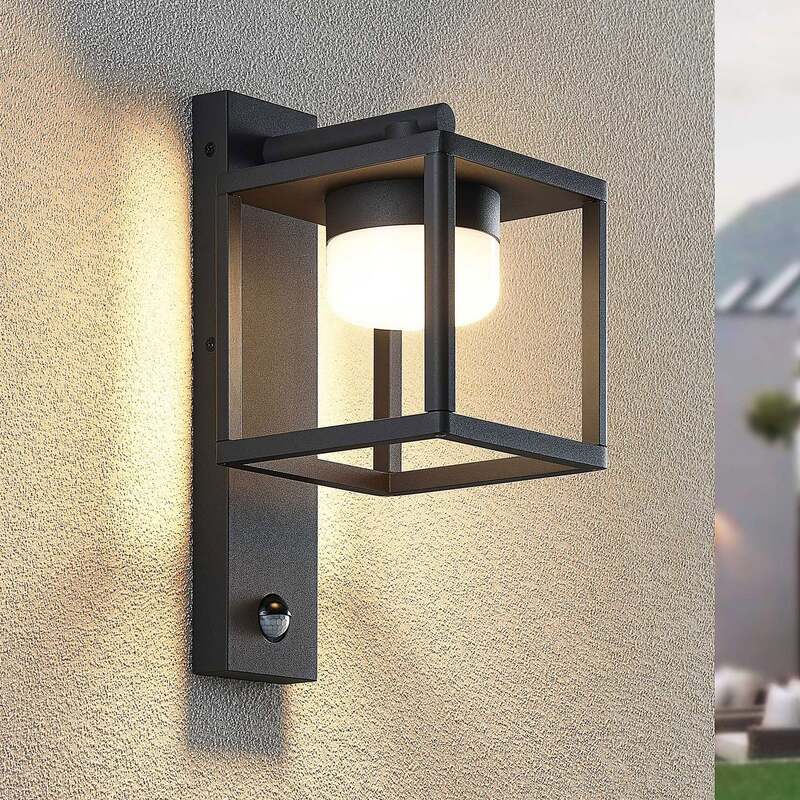 [neuwertig] B-ware Lucande Außenwandleuchte Timio Downlight Mit Bewegungsmelder Ip44 Dunkelgrau
