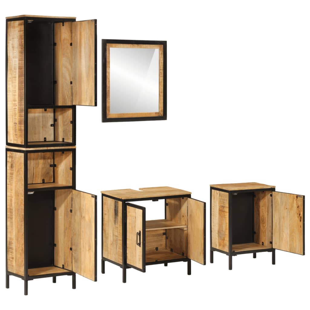 Maison Exclusive - 4-tlg. Badmöbel-set Eisen Und Massivholz Mango