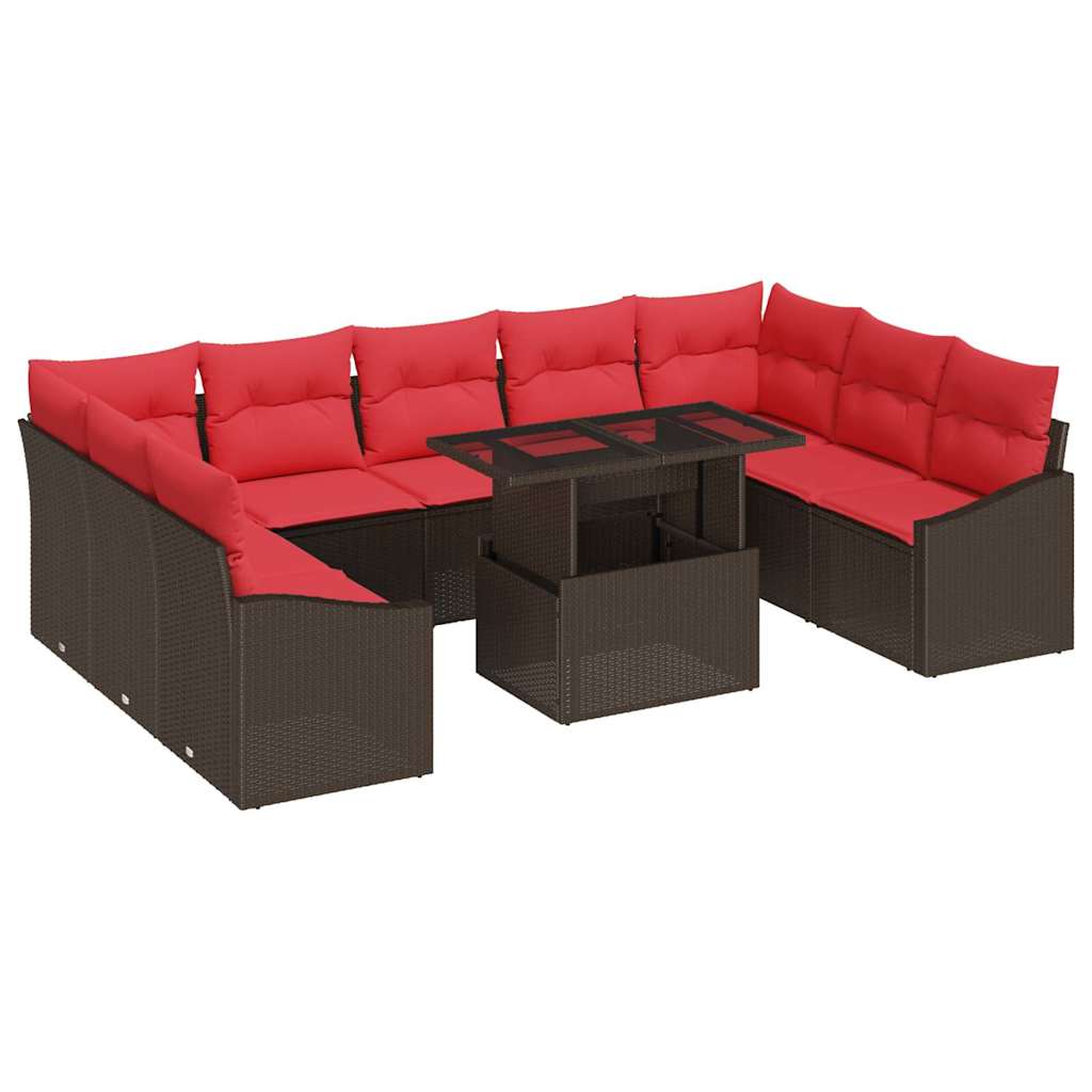 Maison Exclusive - Sofa Set 10 Stk. 9-sitzanzahl Braun Und Rot Po