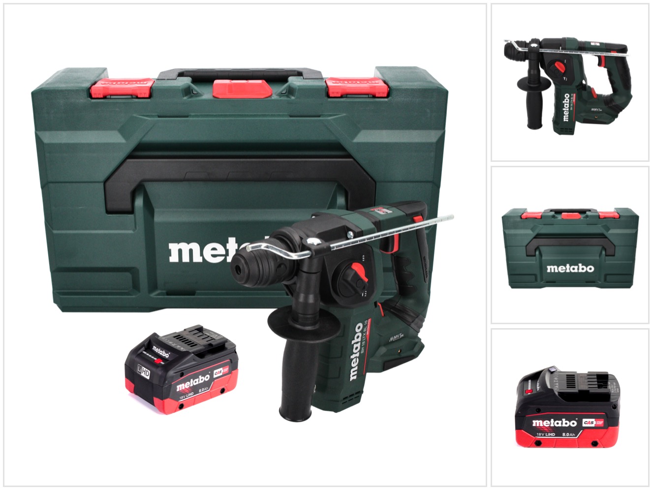 Metabo Bh 18 Ltx Bl 16 Akku Bohrhammer 18 V 1.3 J Sds-plus Brushless + 1x Akku 8,0 Ah + Metabox - Ohne Ladegerät