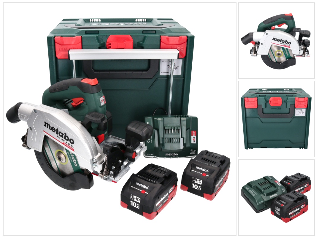 Metabo Ks 18 Ltx 66 Bl Akku Handkreissäge 18 V 165 Mm + 2x Akku 10,0 Ah + Ladegerät + Metabox