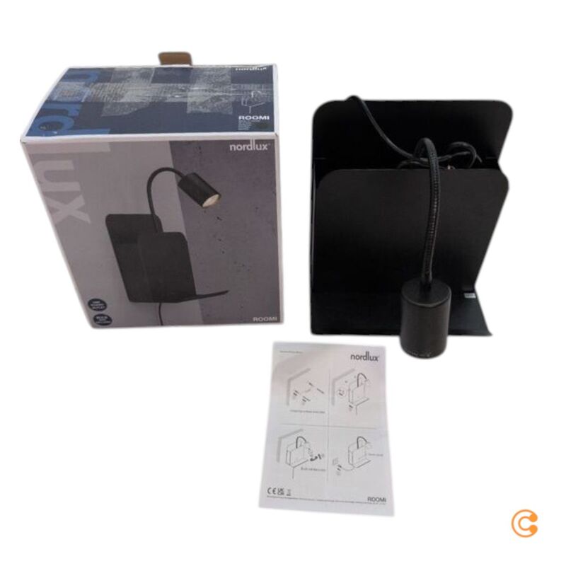 [gebraucht] B-ware Nordlux Wandleuchte Roomi Usb Ablage Lampe Schwarz 1x35w 150cm Kabel 24,8x28,2cm