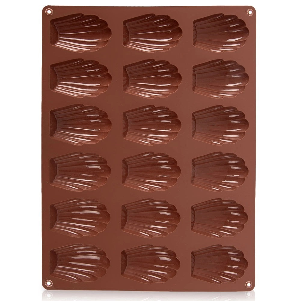 Silicone Madeleine Mold, Brown, 18 Shells, 32x24.5x2 Cm