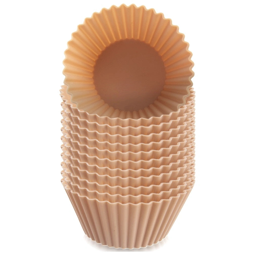 Silicone Muffin Molds, Beige, 5.5 Cm, Set Of 12